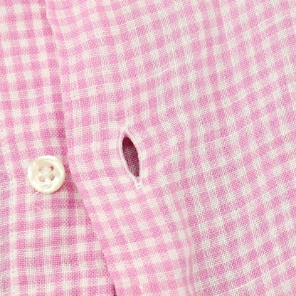 【中古】チット CIT LUXURY リネン ギンガムチェック ホリゾンタルカラー カジュアルシャツ ピンクxホワイト【サイズ41】【 状態ランクC 】【 メンズ 】