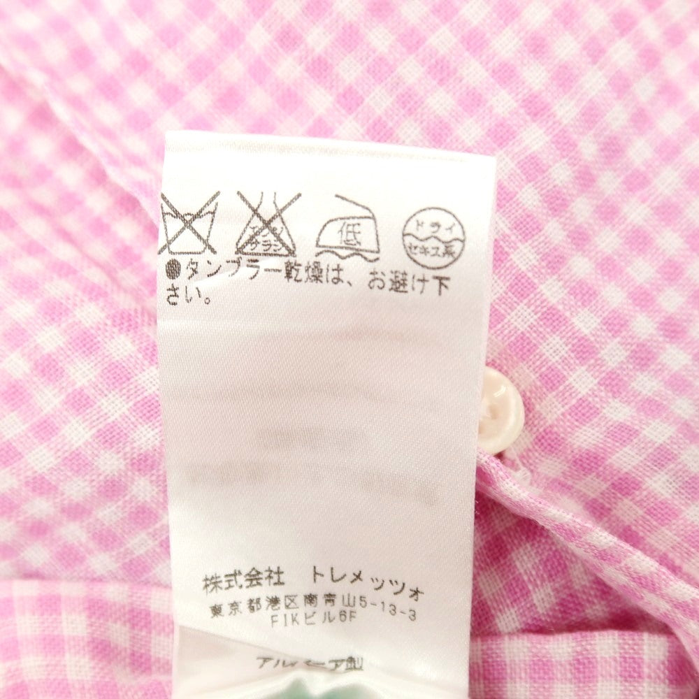 【中古】チット CIT LUXURY リネン ギンガムチェック ホリゾンタルカラー カジュアルシャツ ピンクxホワイト【サイズ41】【 状態ランクC 】【 メンズ 】