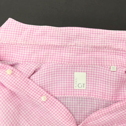 【中古】チット CIT LUXURY リネン ギンガムチェック ホリゾンタルカラー カジュアルシャツ ピンクxホワイト【サイズ41】【 状態ランクC 】【 メンズ 】