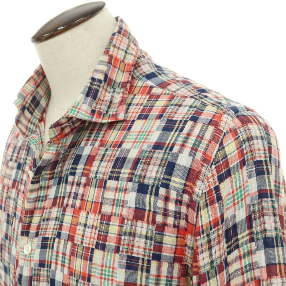 【中古】グランシャツ Glanshirt コットン パッチワーク チェック カジュアルシャツ マルチカラー【サイズ43】【 状態ランクC 】【 メンズ 】