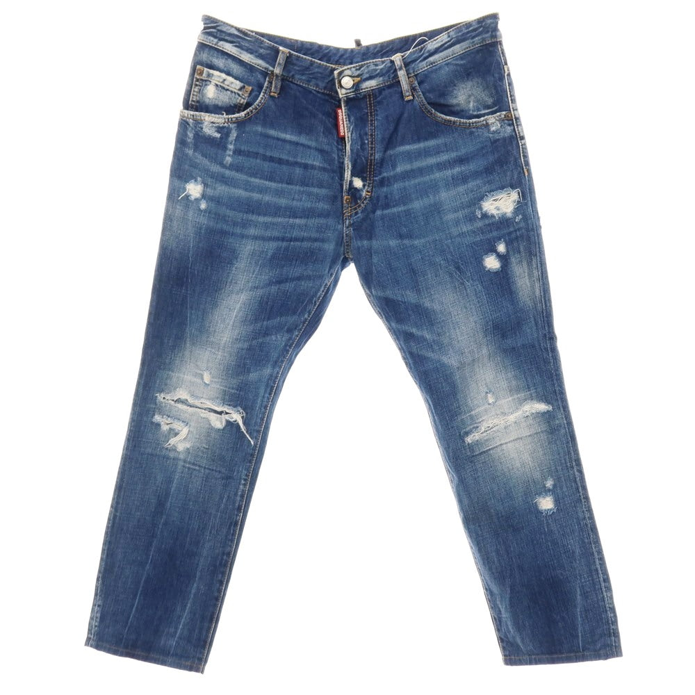 【中古】ディースクエアード DSQUARED2 ダメージ＆リペア加工 コットン デニムパンツ ジーンズ ブルー【サイズ50】【 状態ランクC 】【 メンズ 】