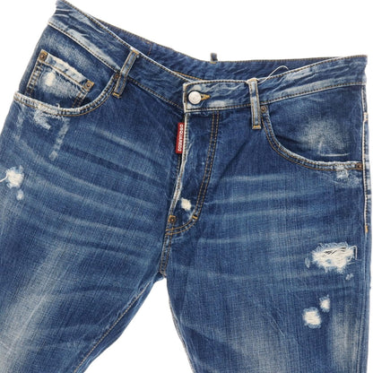 【中古】ディースクエアード DSQUARED2 ダメージ＆リペア加工 コットン デニムパンツ ジーンズ ブルー【サイズ50】【 状態ランクC 】【 メンズ 】