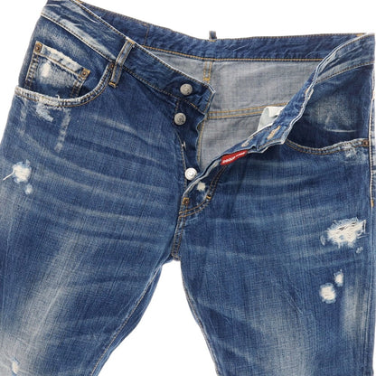 【中古】ディースクエアード DSQUARED2 ダメージ＆リペア加工 コットン デニムパンツ ジーンズ ブルー【サイズ50】【 状態ランクC 】【 メンズ 】