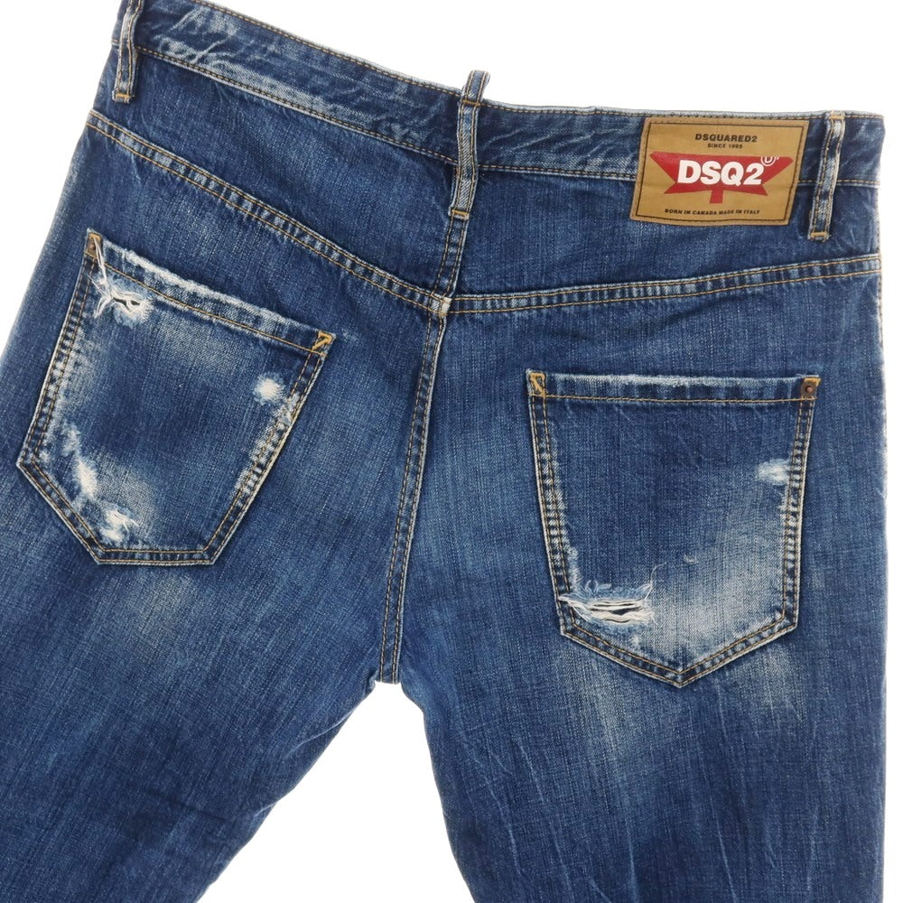 【中古】ディースクエアード DSQUARED2 ダメージ＆リペア加工 コットン デニムパンツ ジーンズ ブルー【サイズ50】【 状態ランクC 】【 メンズ 】