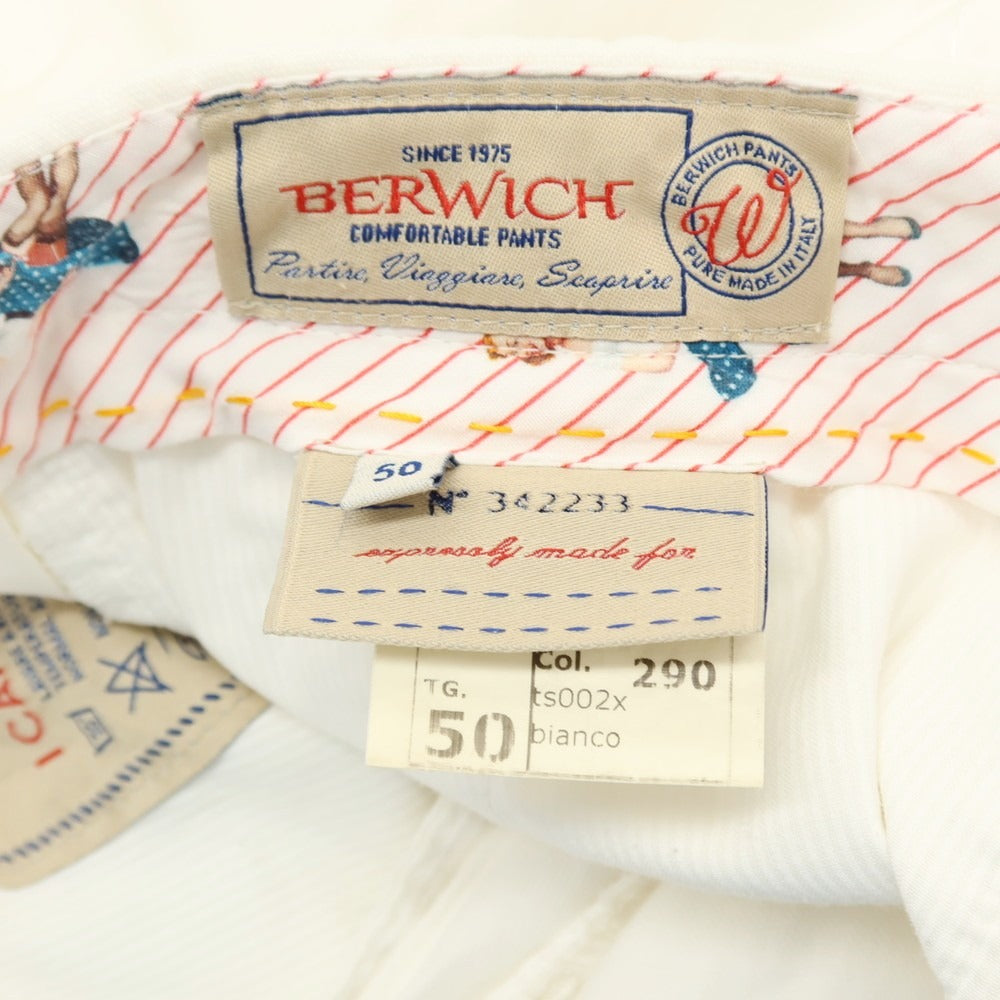 【中古】ベルウィッチ BERWICH コットンポリウレタン カジュアルスラックスパンツ ホワイト【サイズ50】【 状態ランクC 】【 メンズ 】
