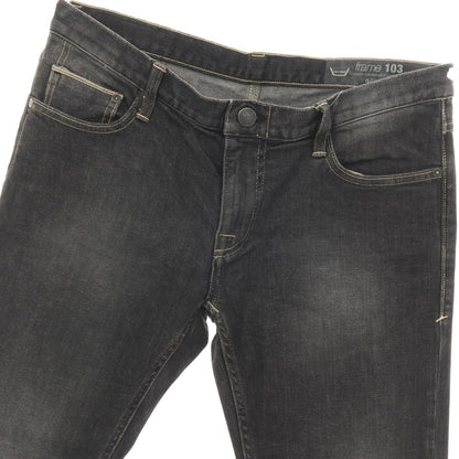 【中古】ケアレーベル Care label ストレッチ コットン デニムパンツ ジーンズ ウォッシュブラック系【サイズ34】【 状態ランクC 】【 メンズ 】