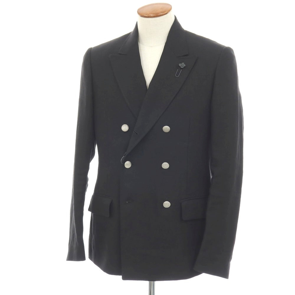 【中古】ラルディーニ LARDINI リネン ダブル6B テーラードジャケット ブラック【サイズ48 7REG】【 状態ランクA 】【 メンズ 】