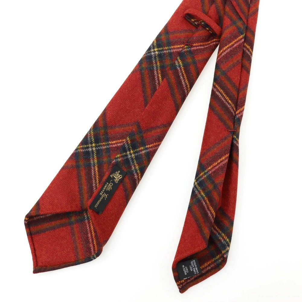 【新品】アットヴァンヌッチ Atto Vannucci ウール セッテピエゲ チェック柄ネクタイ レッドxマルチカラー【 状態ランクN 】【 メンズ 】