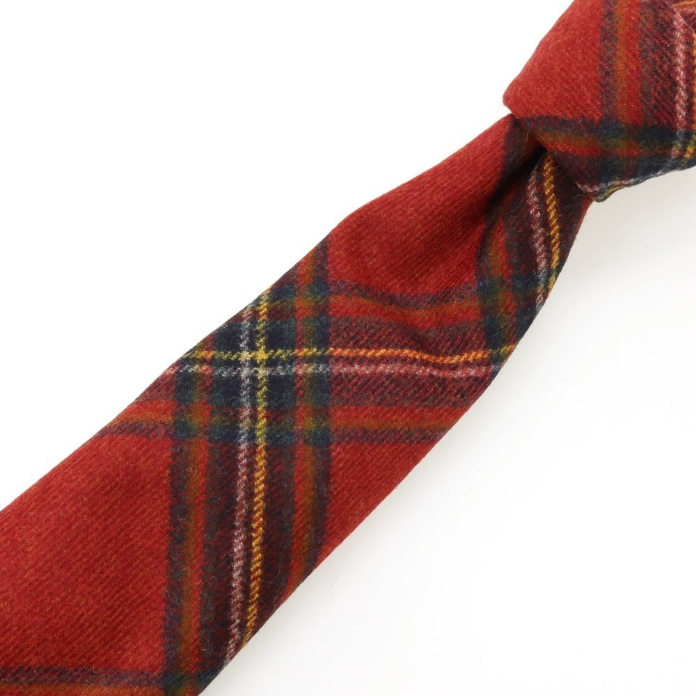 【新品】アットヴァンヌッチ Atto Vannucci ウール セッテピエゲ チェック柄ネクタイ レッドxマルチカラー【 状態ランクN 】【 メンズ 】