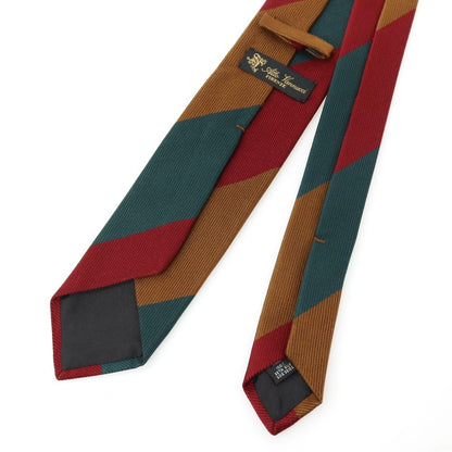 【新品】アットヴァンヌッチ Atto Vannucci Bob New シルク ストライプ柄ネクタイ グリーンxブラウン【 状態ランクN 】【 メンズ 】