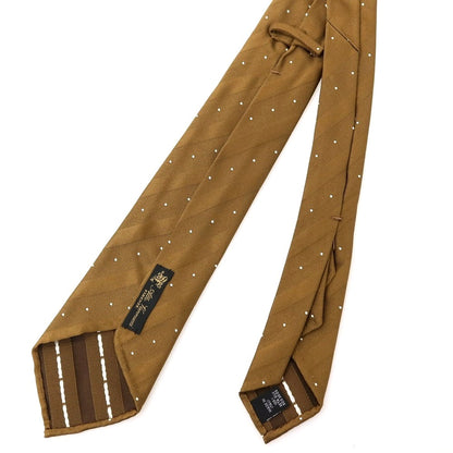 【新品】アットヴァンヌッチ Atto Vannucci シルク セッテピエゲ シャドウストライプドット柄ネクタイ ブラウンカーキ系【 状態ランクN 】【 メンズ 】