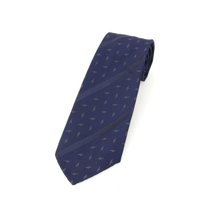 【新品】アットヴァンヌッチ Atto Vannucci シルク セッテピエゲ ストライプ＆小紋柄ネクタイ ネイビー【 状態ランクN 】【 メンズ 】