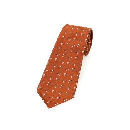 【新品】アットヴァンヌッチ Atto Vannucci シルク セッテピエゲ 小紋柄ネクタイ オレンジ【 状態ランクN 】【 メンズ 】