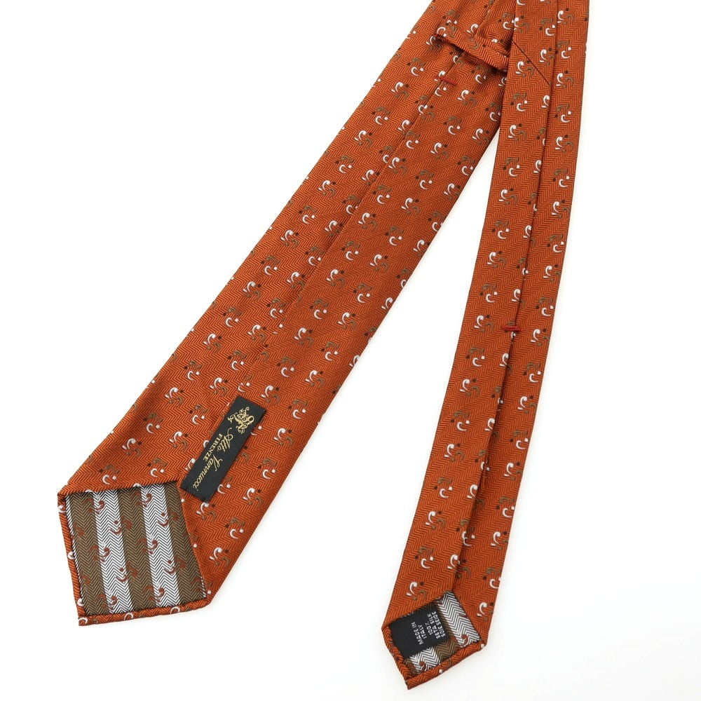 【新品】アットヴァンヌッチ Atto Vannucci シルク セッテピエゲ 小紋柄ネクタイ オレンジ【 状態ランクN 】【 メンズ 】