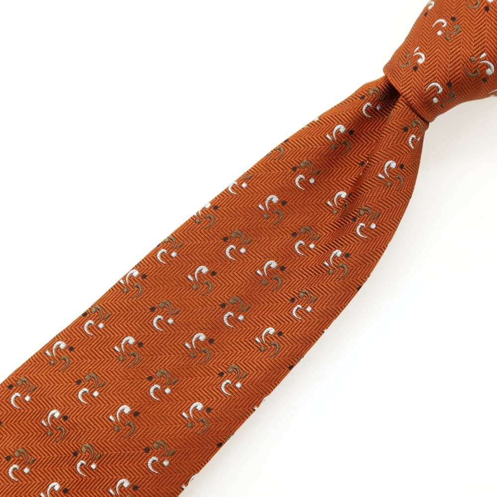 【新品】アットヴァンヌッチ Atto Vannucci シルク セッテピエゲ 小紋柄ネクタイ オレンジ【 状態ランクN 】【 メンズ 】