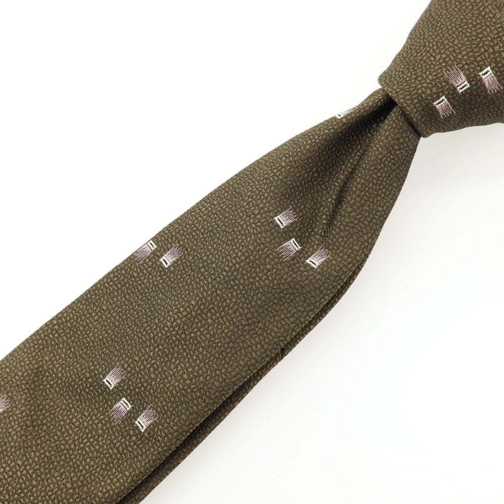 【新品】アットヴァンヌッチ Atto Vannucci シルク セッテピエゲ 小紋柄ネクタイ ダークオリーブ【 状態ランクN 】【 メンズ 】