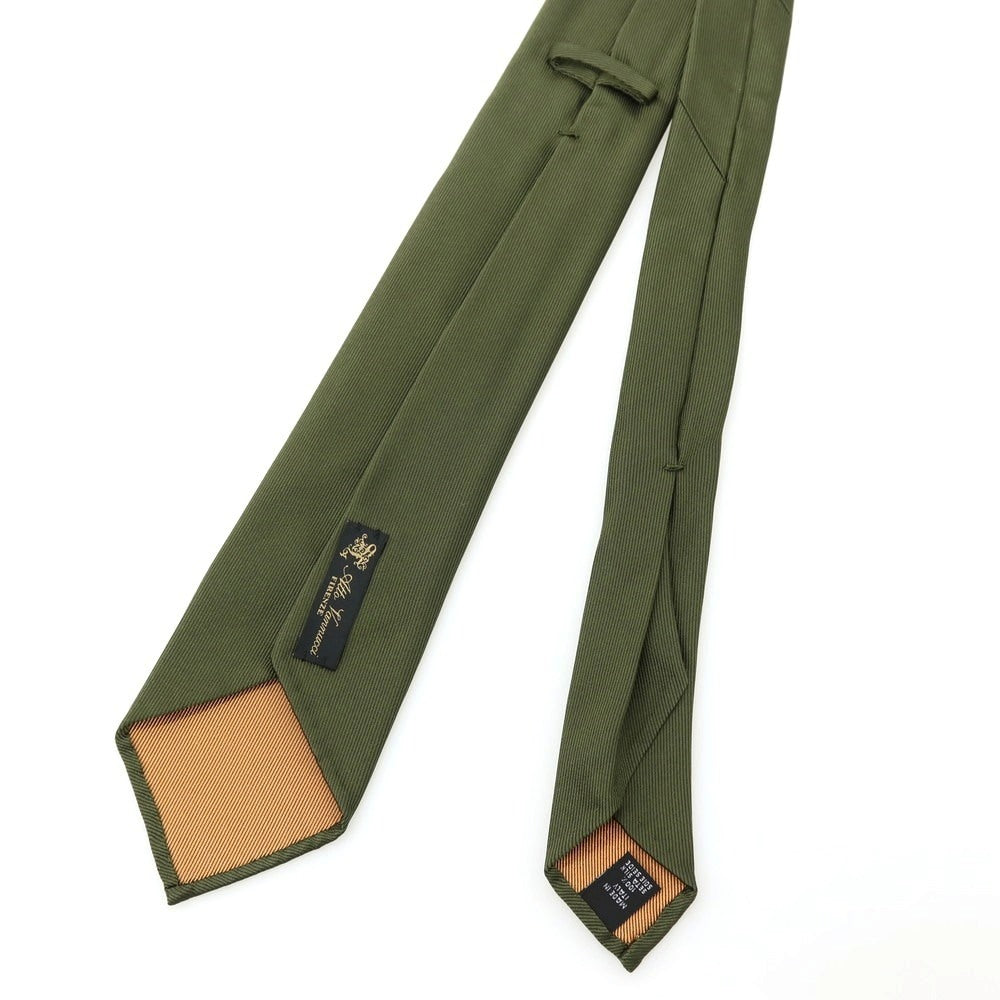 【新品】アットヴァンヌッチ Atto Vannucci シルク セッテピエゲ 無地ネクタイ オリーブグリーン【 状態ランクN 】【 メンズ 】