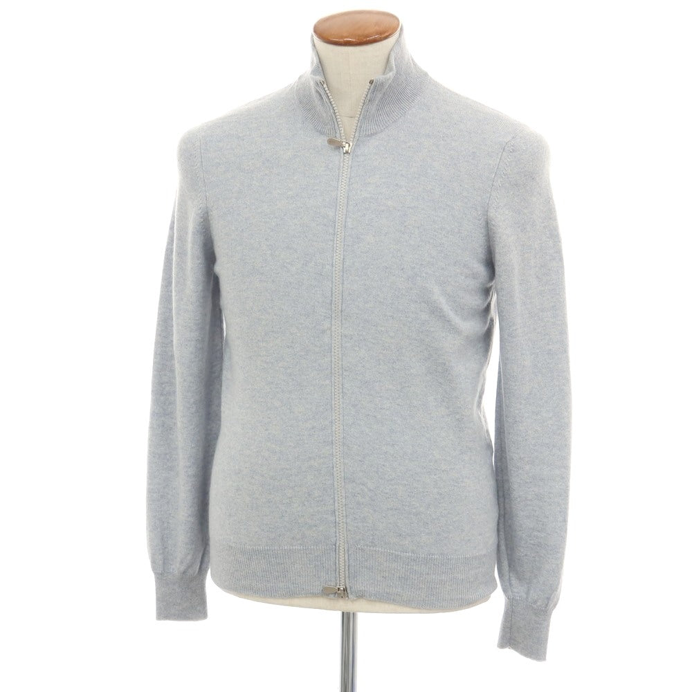 【中古】ブルネロクチネリ Brunello Cucinelli カシミヤ スタンドカラー ダブルジップ カーディガン ライトブルー【サイズ46】【 状態ランクC 】【 メンズ 】