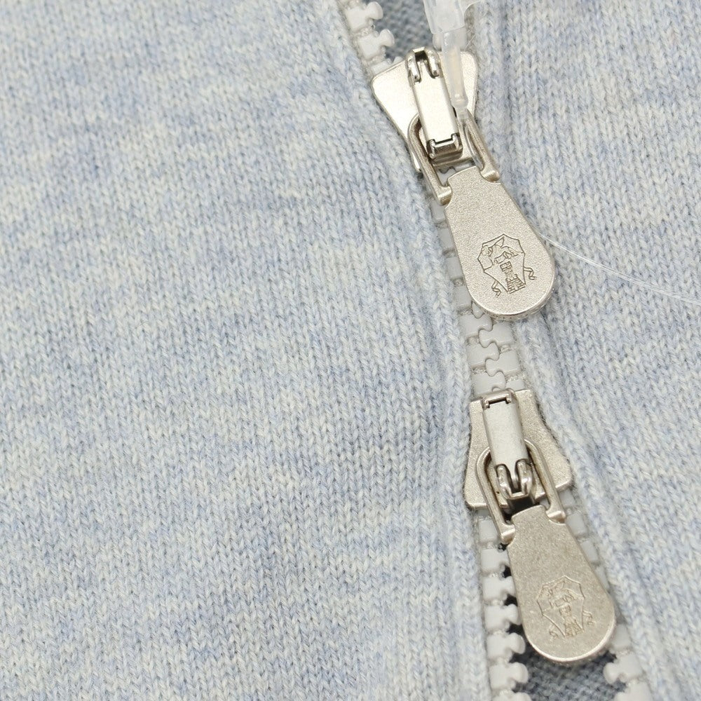 【中古】ブルネロクチネリ Brunello Cucinelli カシミヤ スタンドカラー ダブルジップ カーディガン ライトブルー【サイズ46】【 状態ランクC 】【 メンズ 】