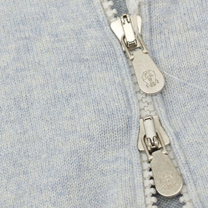 【中古】ブルネロクチネリ Brunello Cucinelli カシミヤ スタンドカラー ダブルジップ カーディガン ライトブルー【サイズ46】【 状態ランクC 】【 メンズ 】