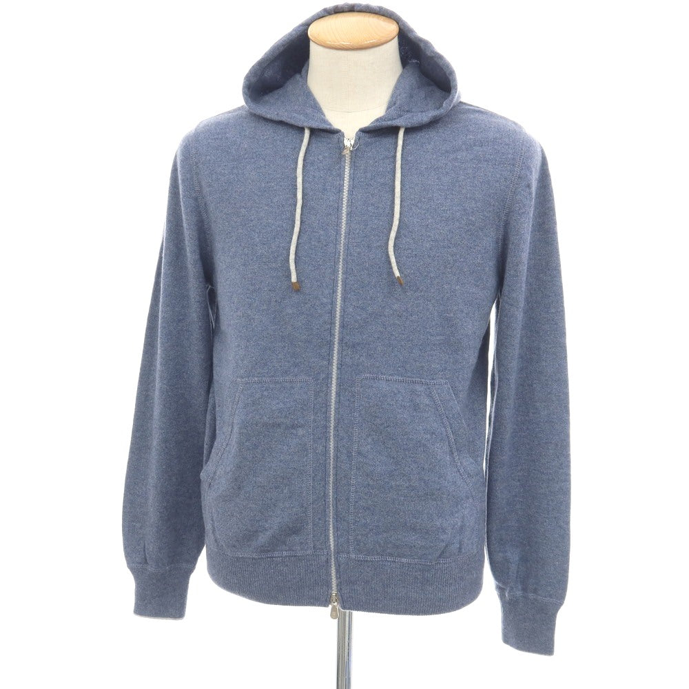 【中古】ブルネロクチネリ Brunello Cucinelli カシミヤ ダブルジップ ニット パーカー ブルー系【サイズ44】【 状態ランクB 】【 メンズ 】