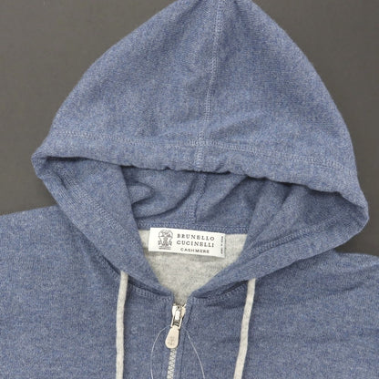【中古】ブルネロクチネリ Brunello Cucinelli カシミヤ ダブルジップ ニット パーカー ブルー系【サイズ44】【 状態ランクB 】【 メンズ 】