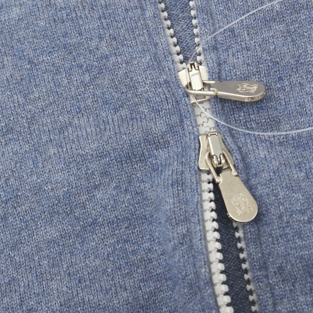 【中古】ブルネロクチネリ Brunello Cucinelli カシミヤ ダブルジップ ニット パーカー ブルー系【サイズ44】【 状態ランクB 】【 メンズ 】