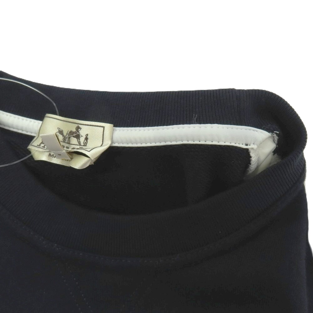 【中古】エルメス HERMES コットン クルーネック 半袖 スウェット ダークネイビー【サイズS】【 状態ランクB 】【 メンズ 】
