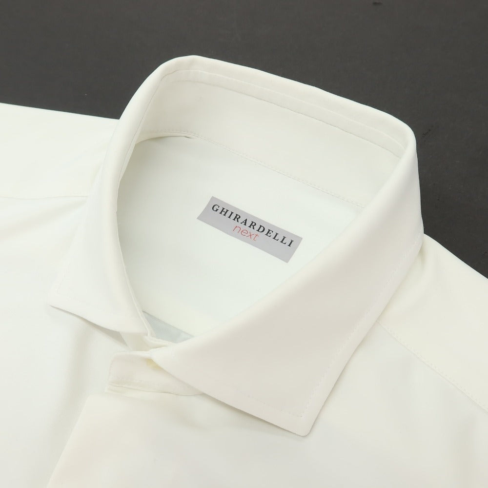 【中古】ギラルデッリ GHIRARDELLI next ストレッチ ナイロン セミワイドカラー ドレスシャツ ホワイト【サイズ42】【 状態ランクC 】【 メンズ 】