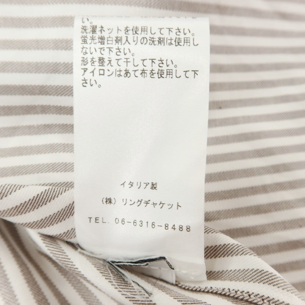 【中古】リングヂャケット RING JACKET Napoli コットン ストライプ ワイドカラー ドレスシャツ ブラウンxホワイト【サイズ42】【 状態ランクA 】【 メンズ 】