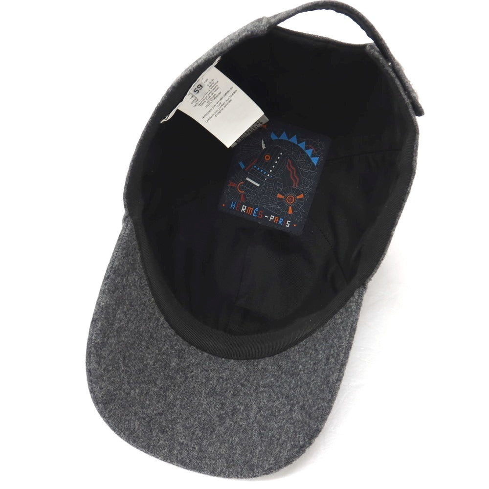 【中古】エルメス HERMES ウール キャップ 帽子 ダークグレー【サイズ59】【 状態ランクA 】【 メンズ 】