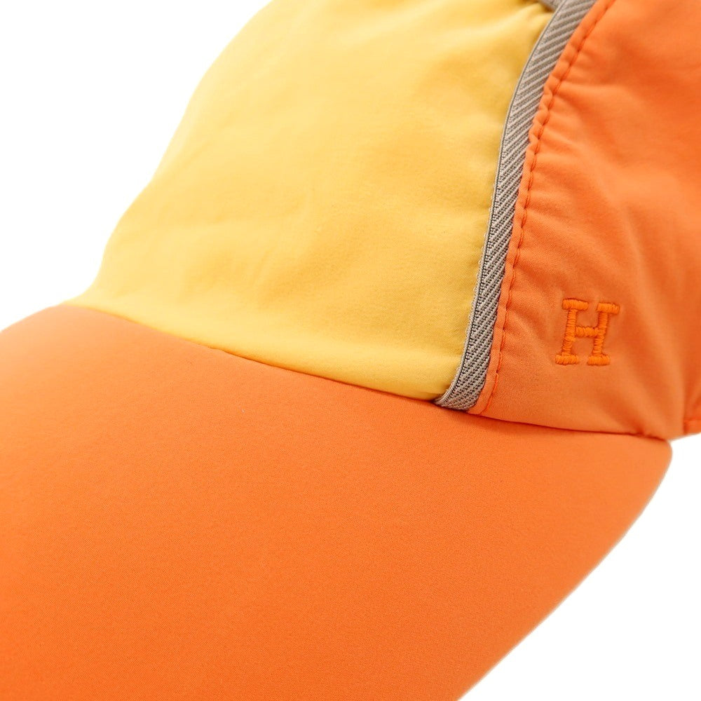 【中古】エルメス HERMES ナイロンポリウレタン ネバダライン キャップ 帽子 オレンジxライトオレンジ【サイズM】【 状態ランクB 】【 メンズ 】