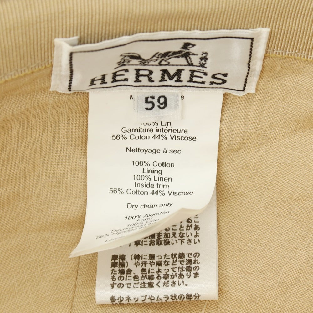 【中古】エルメス HERMES コットン ネオジャンプステッチ キャップ 帽子 ベージュ【サイズ59】【 状態ランクC 】【 メンズ 】