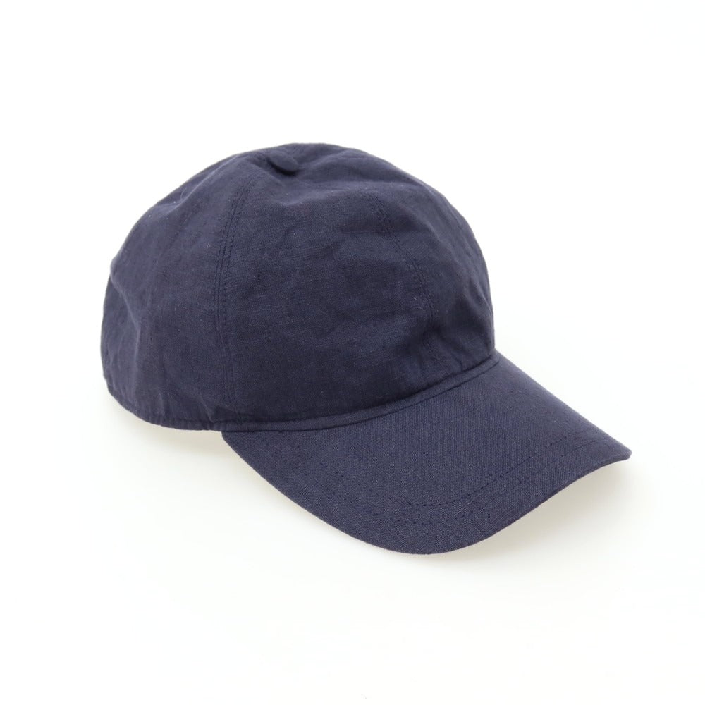 【中古】ボルサリーノ Borsalino リネン キャップ 帽子 ネイビー【サイズ60】【 状態ランクB 】【 メンズ 】