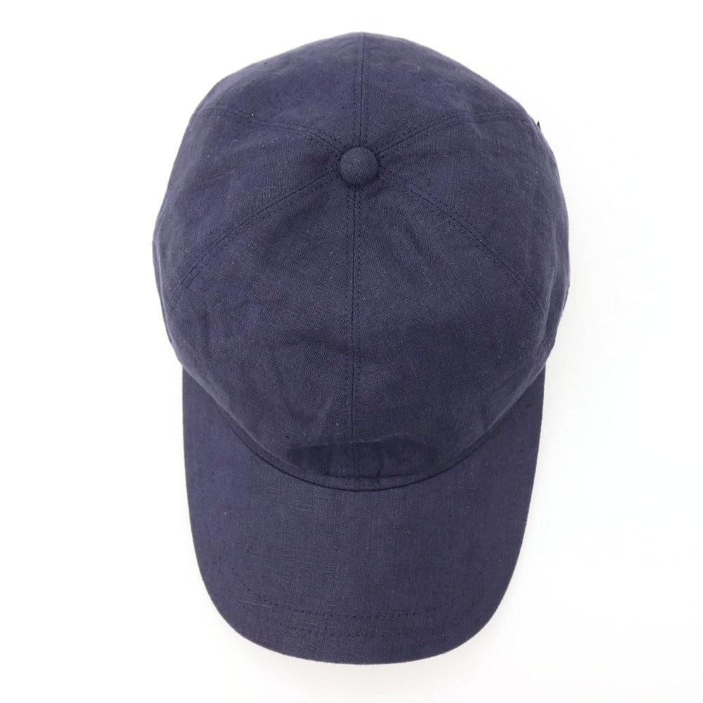 【中古】ボルサリーノ Borsalino リネン キャップ 帽子 ネイビー【サイズ60】【 状態ランクB 】【 メンズ 】