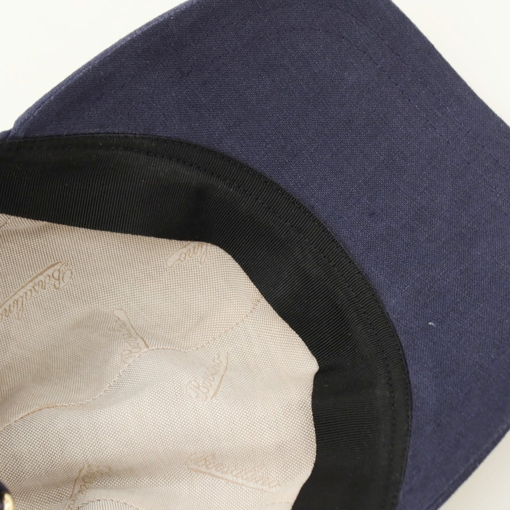 【中古】ボルサリーノ Borsalino リネン キャップ 帽子 ネイビー【サイズ60】【 状態ランクB 】【 メンズ 】