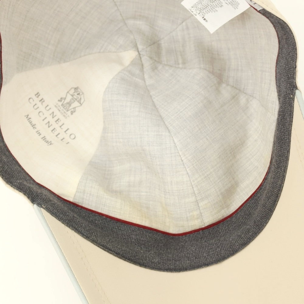 【中古】ブルネロクチネリ Brunello Cucinelli ナイロンポリウレタン キャップ 帽子 ベージュ【サイズM】【 状態ランクC 】【 メンズ 】