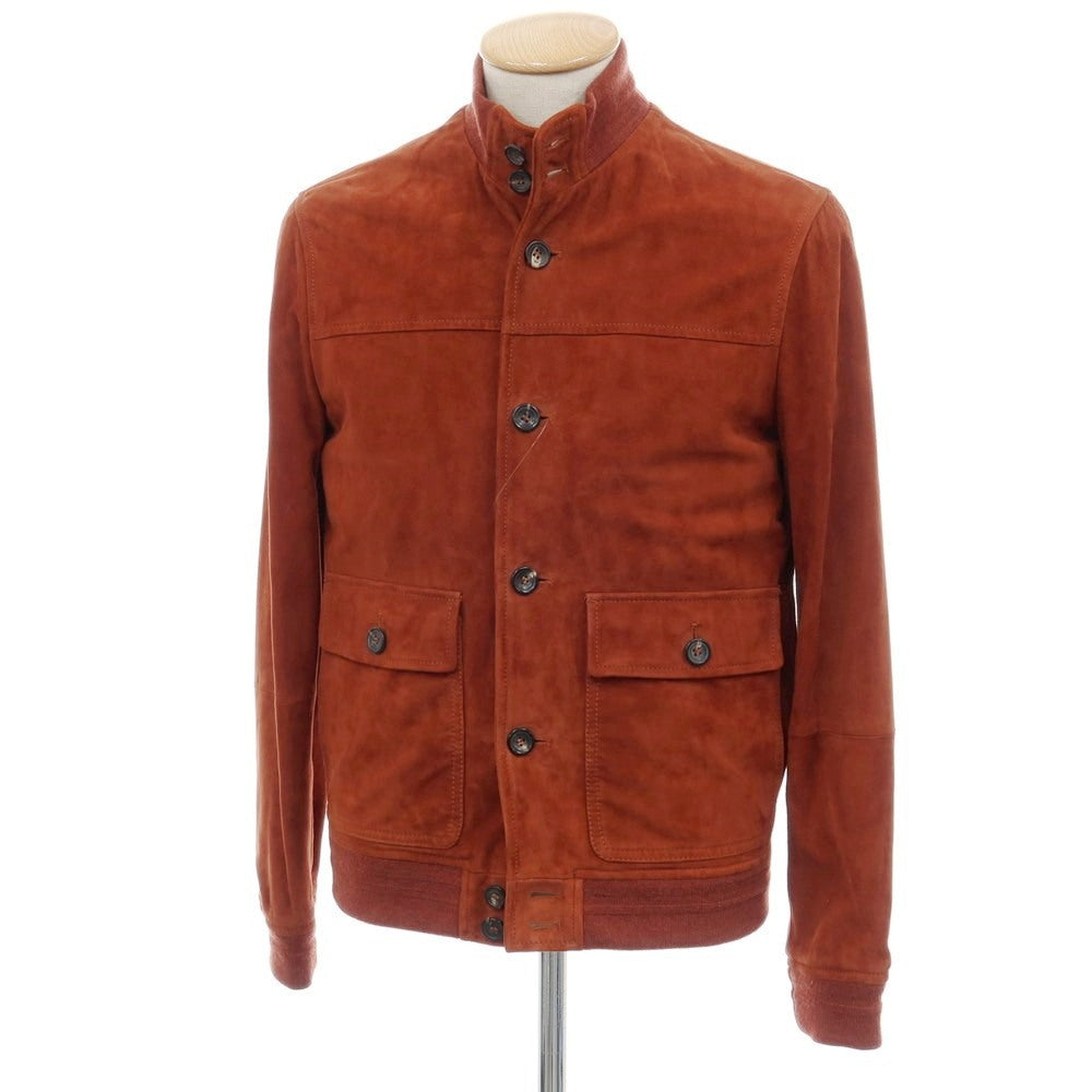 【中古】ハケットロンドン HACKETT LONDON MAYFAIR ゴートスエード レザー スイングトップ レッドブラウン【サイズXS】【 状態ランクB 】【 メンズ 】