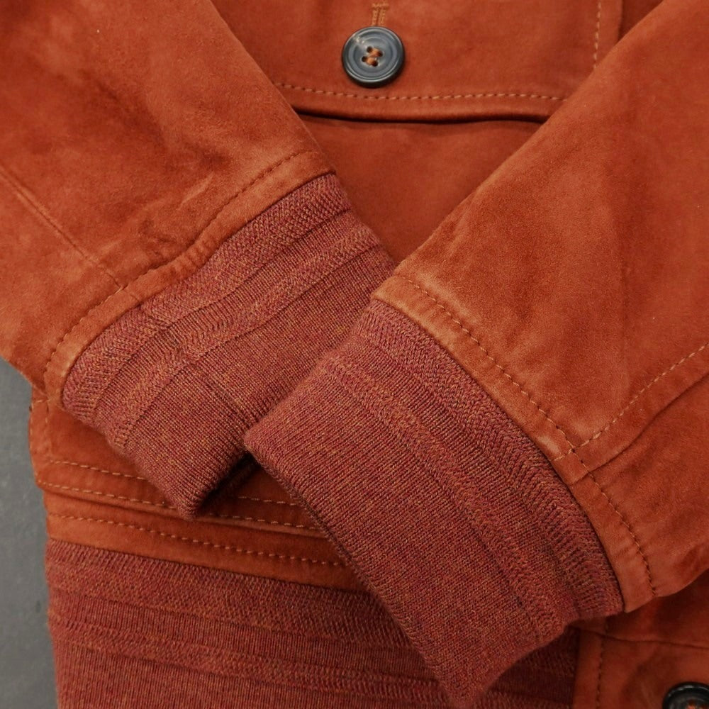 【中古】ハケットロンドン HACKETT LONDON MAYFAIR ゴートスエード レザー スイングトップ レッドブラウン【サイズXS】【 状態ランクB 】【 メンズ 】