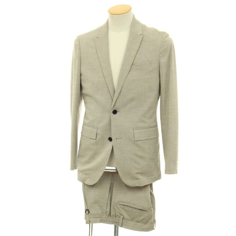 【中古】ナノユニバース nano universe ダメリーノ ストレッチ レーヨンポリエステルリネン 2つボタンスーツ セットアップ セージグリーン系【サイズS】【 状態ランクC 】【 メンズ 】