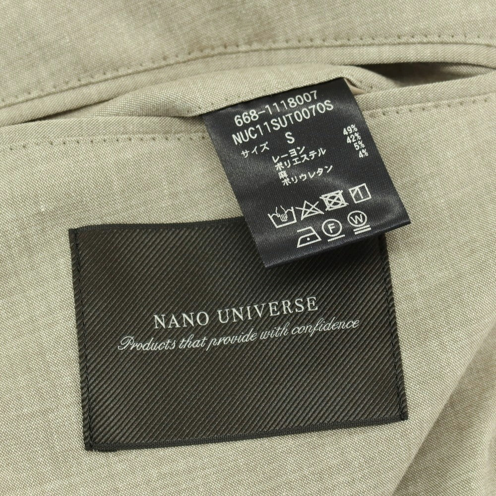 【中古】ナノユニバース nano universe ダメリーノ ストレッチ レーヨンポリエステルリネン 2つボタンスーツ セットアップ セージグリーン系【サイズS】【 状態ランクC 】【 メンズ 】