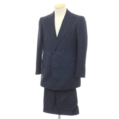 【中古】インターナショナルギャラリービームス International Gallery BEAMS ウールモヘヤ 6B ダブルスーツ ネイビー【サイズ44】【 状態ランクB 】【 メンズ 】