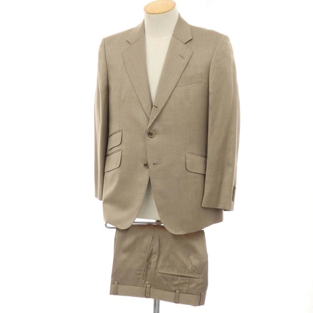 【中古】ハンキュウ hankyu ウールシルク 3つボタンスーツ ベージュ【サイズS位】【 状態ランクB 】【 メンズ 】