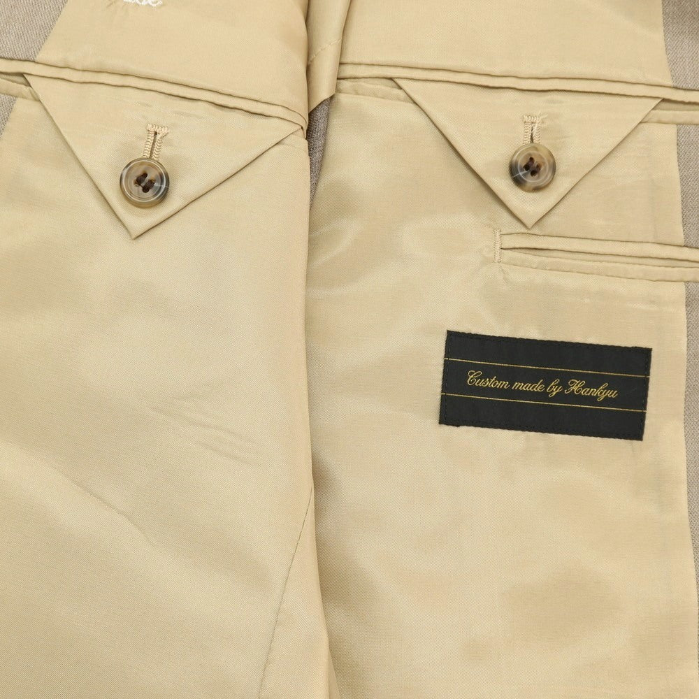 【中古】ハンキュウ hankyu ウールシルク 3つボタンスーツ ベージュ【サイズS位】【 状態ランクB 】【 メンズ 】