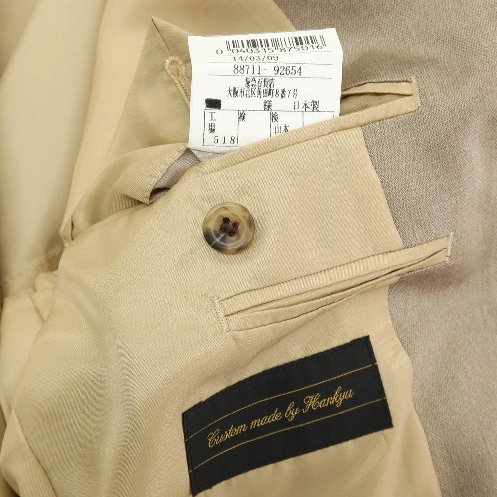 【中古】ハンキュウ hankyu ウールシルク 3つボタンスーツ ベージュ【サイズS位】【 状態ランクB 】【 メンズ 】