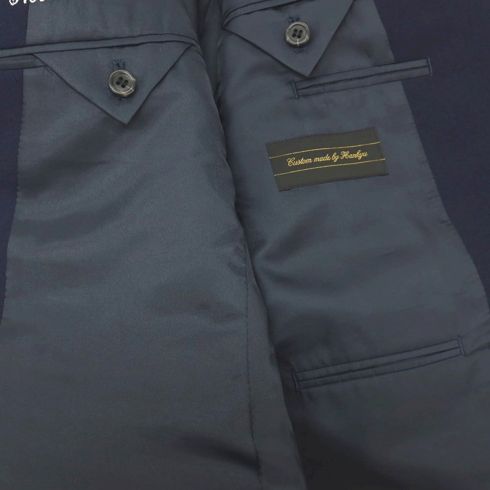 【中古】ハンキュウ hankyu スリーピース ツイルウール 3つボタンスーツ ネイビー【サイズ表記なし（S位）】【 状態ランクB 】【 メンズ 】