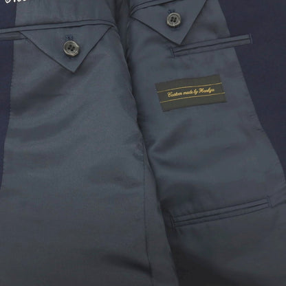 【中古】ハンキュウ hankyu スリーピース ツイルウール 3つボタンスーツ ネイビー【サイズ表記なし（S位）】【 状態ランクB 】【 メンズ 】