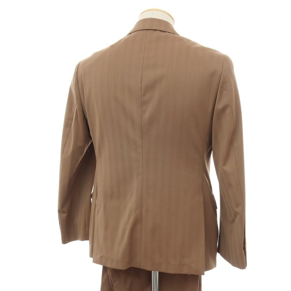 【中古】スーツカンパニー THE SUIT COMPANY ウールポリエステル ヘリンボーン 2つボタンスーツ ブラウン系【サイズ160cm Drop6】【 状態ランクB 】【 メンズ 】
