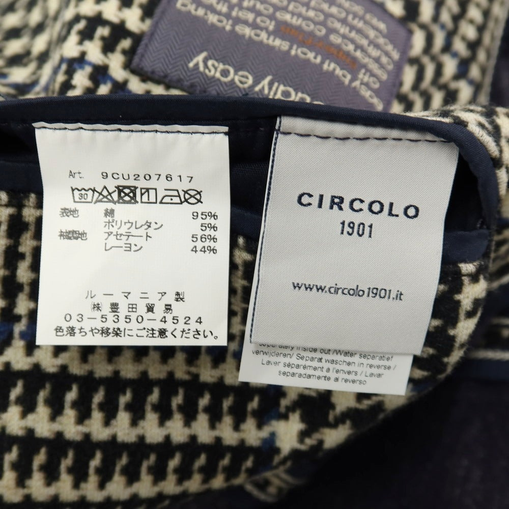 【中古】チルコロ1901 CIRCOLO 1901 コットンポリウレタン ジャージー チェック プリント 2B カジュアルジャケット オフホワイトxブラック【サイズ42】【 状態ランクB 】【 メンズ 】