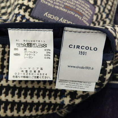 【中古】チルコロ1901 CIRCOLO 1901 コットンポリウレタン ジャージー チェック プリント 2B カジュアルジャケット オフホワイトxブラック【サイズ42】【 状態ランクB 】【 メンズ 】